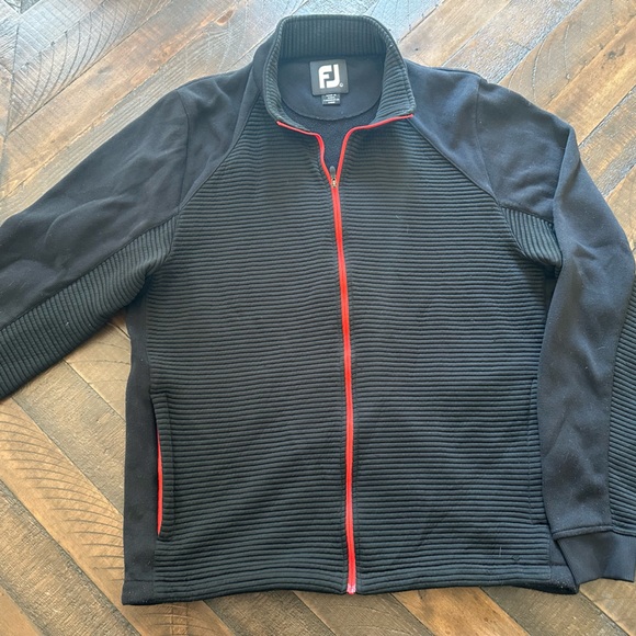 Footjoy Ribbed Fleece Full-Zip Golf Jacket - Black Large - Picture 1 of 5